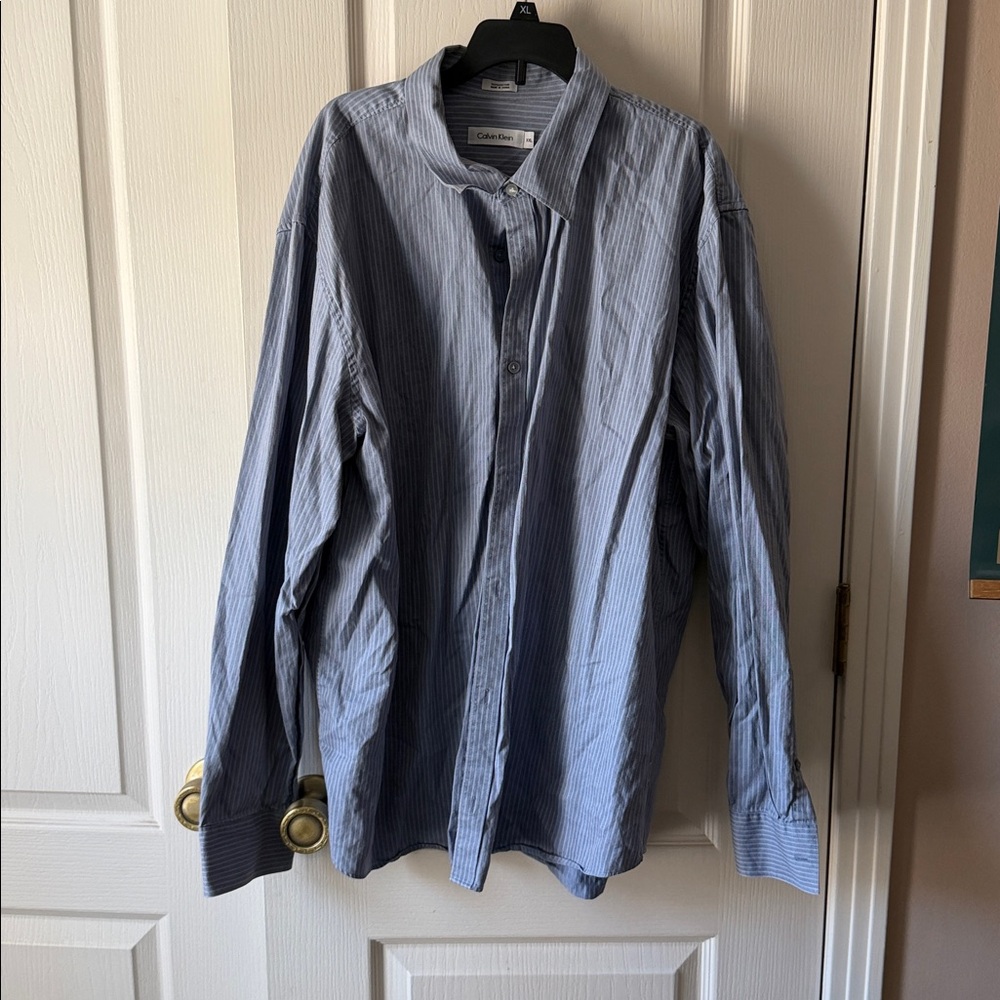 Calvin Klein Light Blue Striped Casual Shirt